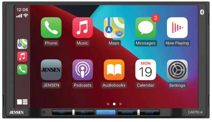 Jensen CAR 710-4 7" Double-Din Radio, Mechless, Apple Carplay, Android Auto