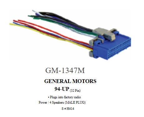 SH414 Reverse Wiring Harness Same as GM-1347M