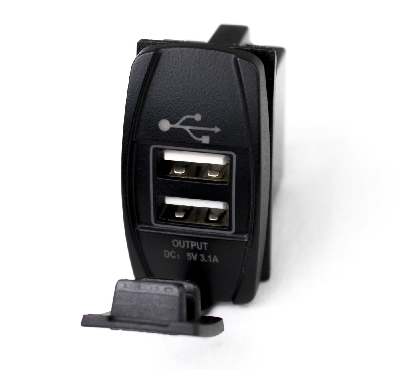 LED Rocker Switch 2-Port USB Charge Panel w/ White or Blue Lighting