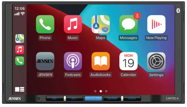 Jensen CAR710-4 7" Double-Din Radio, Mechless, Apple Carplay, Android Auto