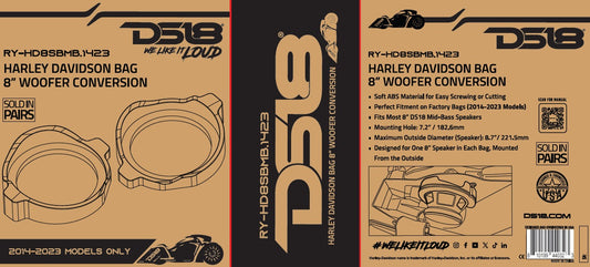 DS18 RY-HD8SBMB.1423 Harley Davidson Bag 8" Woofer Conversion Rings