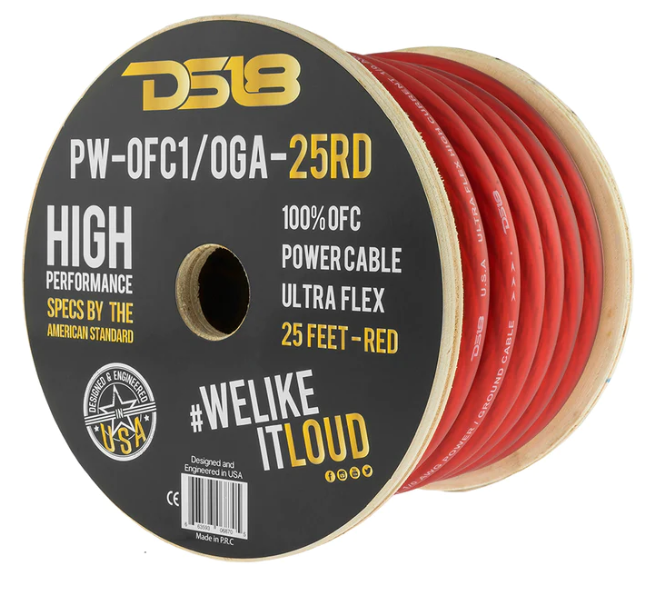 DS18 PW-OFC1/0GA-25 0 Gauge 100% OFC Power / Ground Cable